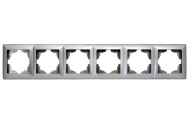 Gunsan Visage 6-fach Rahmen für 6 Steckdosen Schalter Dimmer Silber